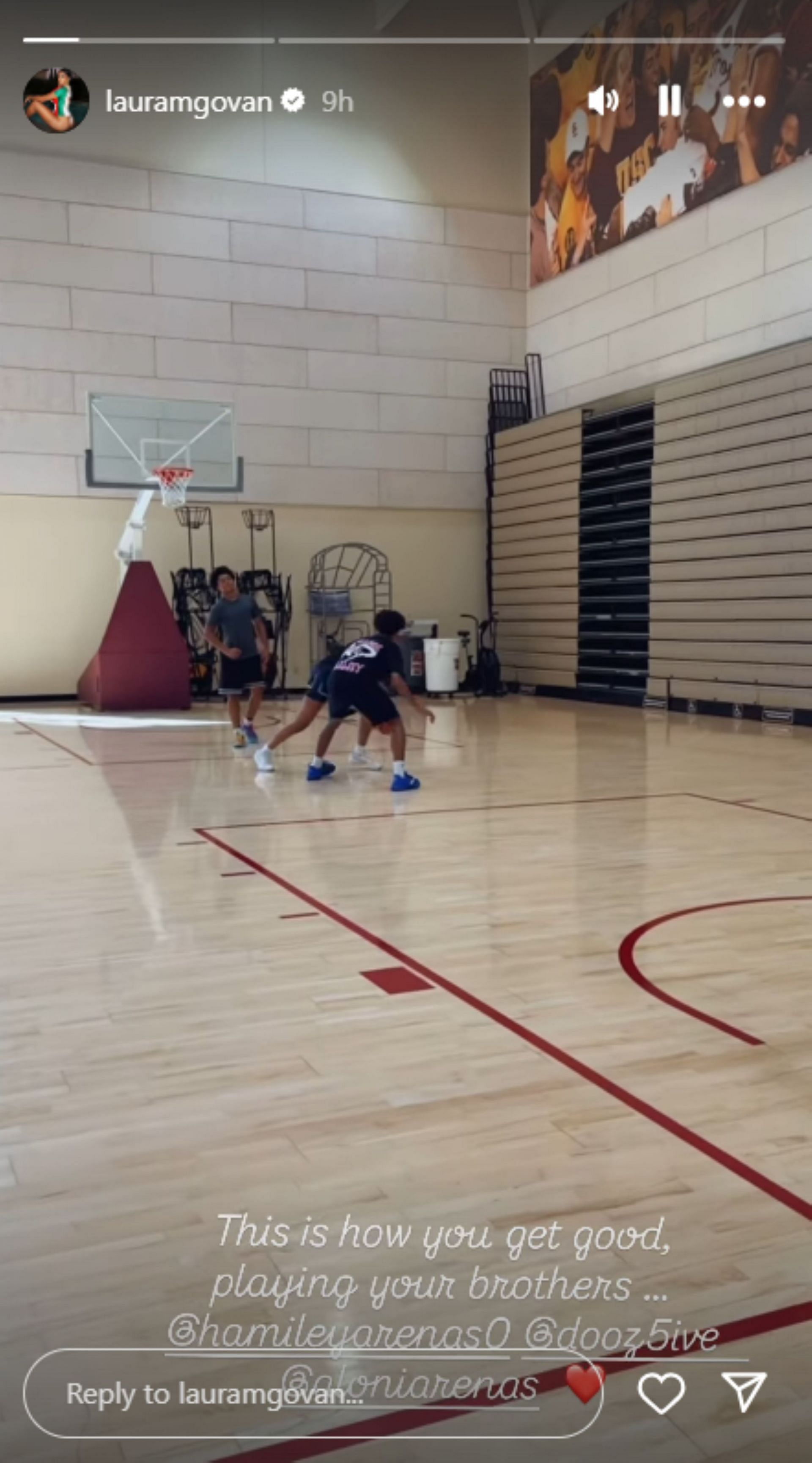 Laura Govan shares heartwarming moments as Alijah, Hamiley, and Aloni Arenas test their basketball skills (Image via Instagram @lauramgovan)